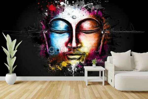 3D Buddha Wallpaper Per Square Feet 