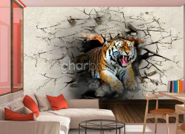 3D Tiger Wallpaper Per Square Feet 