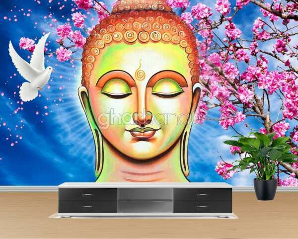 3D Buddha Wallpaper 004 Per Square Feet 